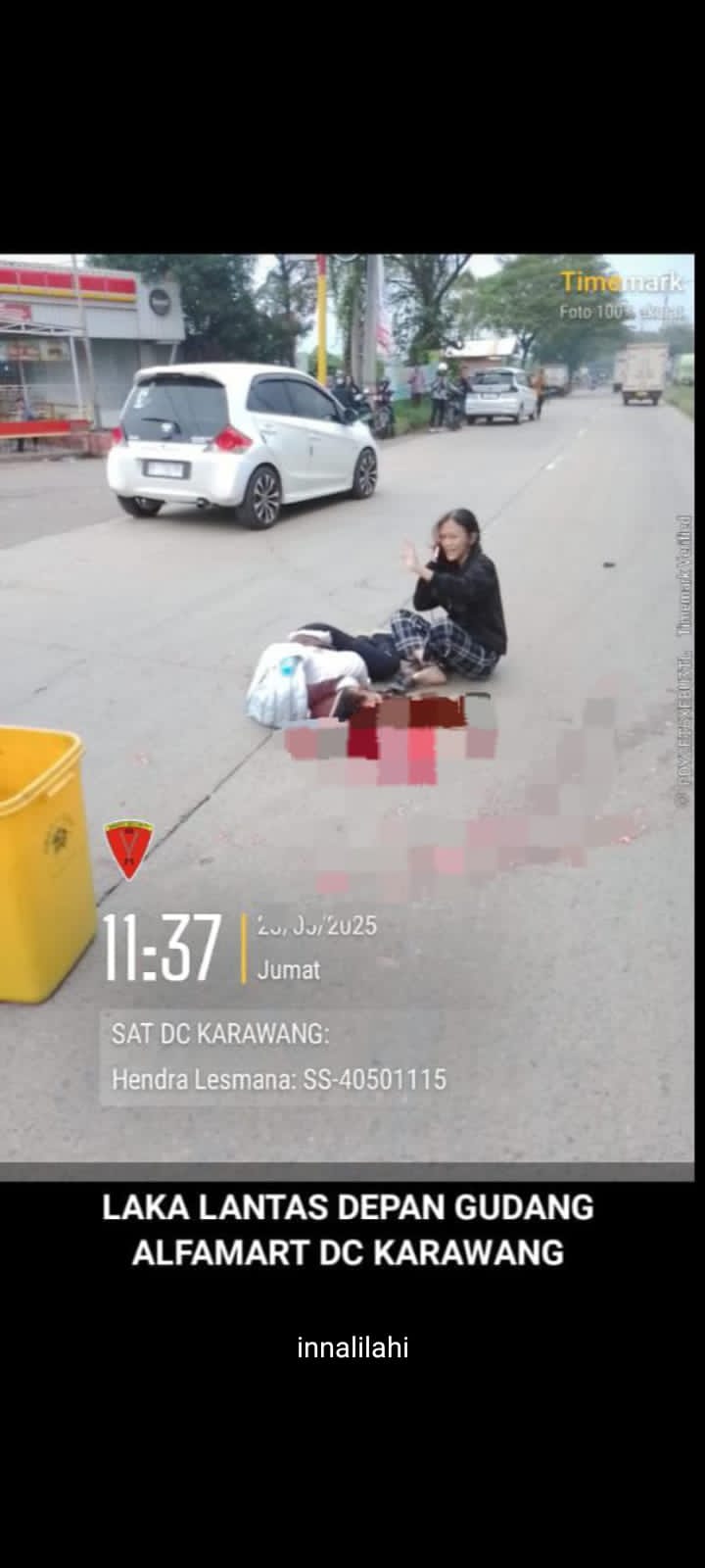 Pelajar Kelas 1 SMP Jadi Korban Laka Lantas di Depan Gudang Alfamart DC Karawang