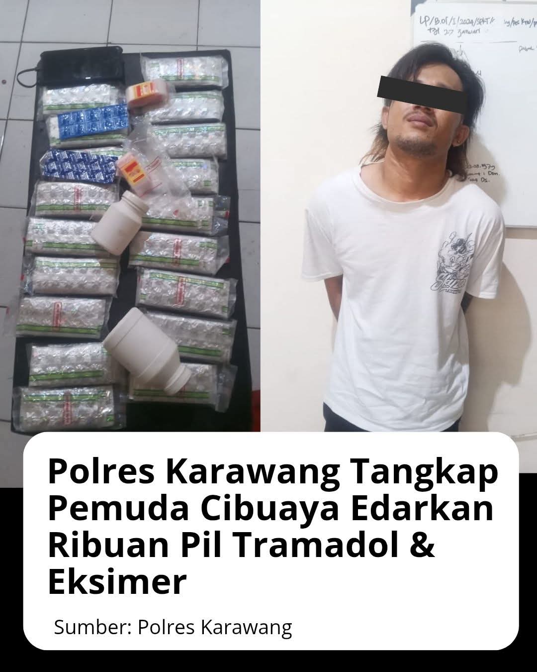 1.940 Butir Eksimer dan Tramadol Diamankan, Pemuda Cibuaya Ditangkap Polisi